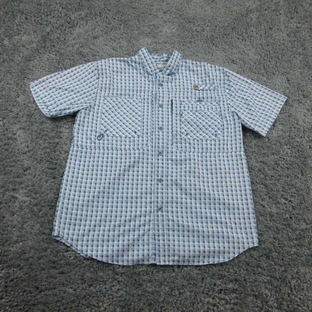 Reel Legends Shirt Mens Large Plaid Fishing Outdoor Short Sleeve Vented Breathab